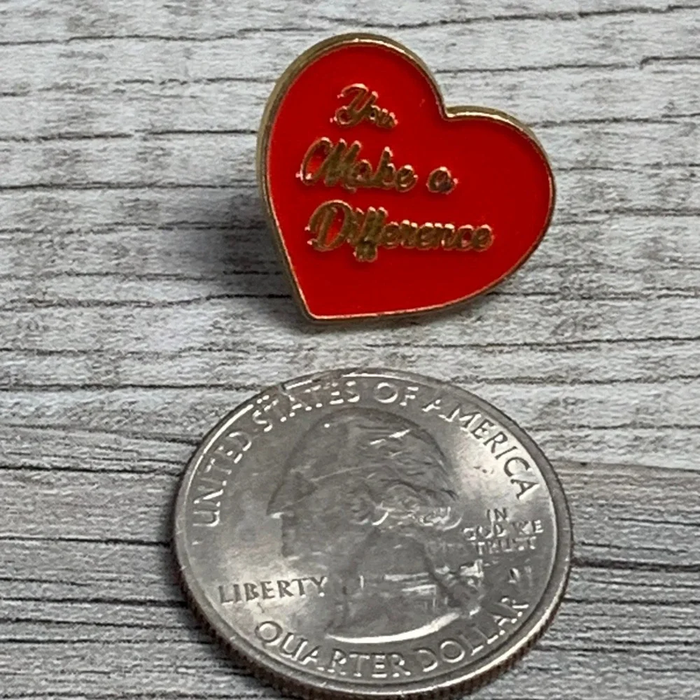 You Make a Difference Red Heart Enamel Pin Gold Tone Inspirational Appreciation